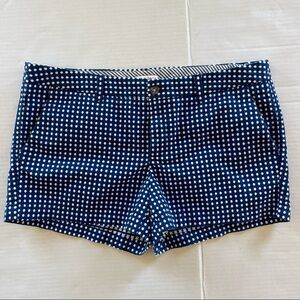 Merona Polka Dot Print Chino Shorts Size 14 Womens White Navy Blue Casual Retro